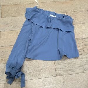 JOA light blue one shoulder sleeve blouse XS